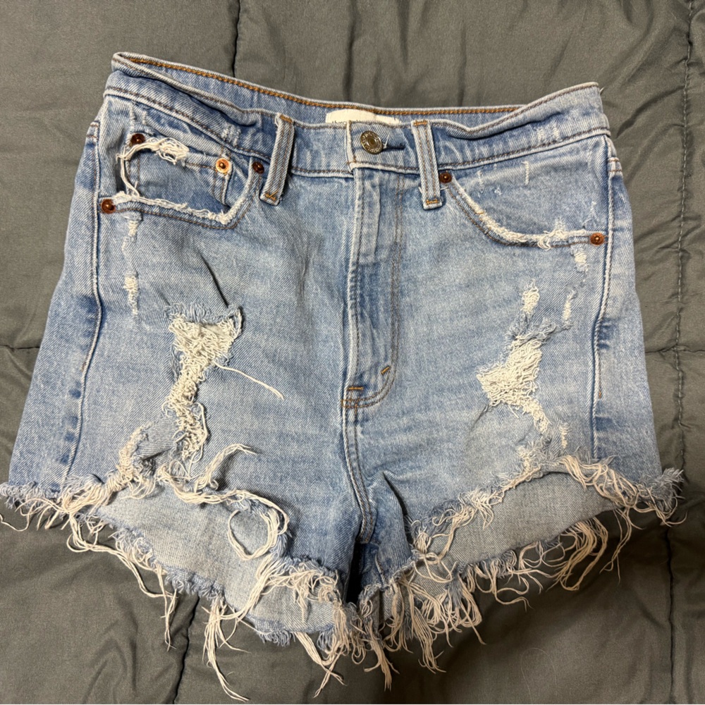 Abercrombie & Fitch Light Blue Distressed Denim Cutoff Shorts